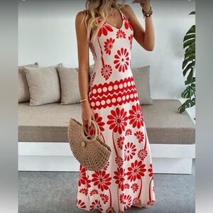 Floral Red Maxi Dress